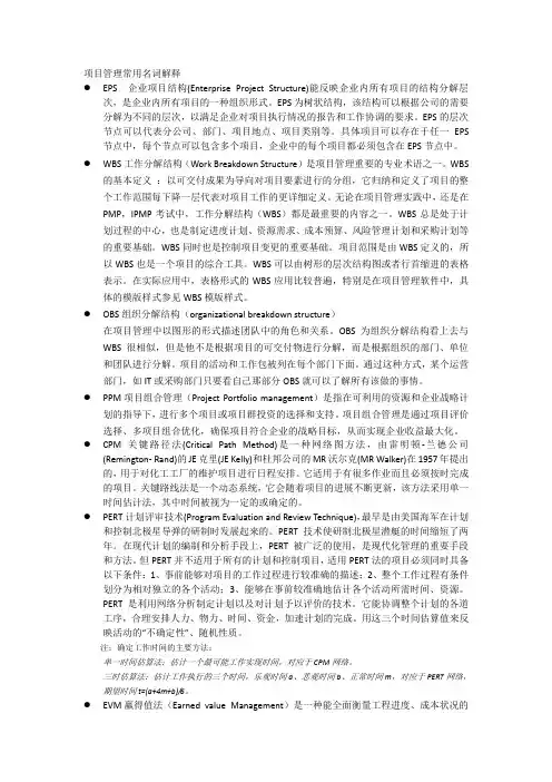 项目管理常用名词解释