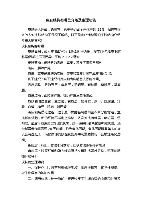 皮肤结构有哪些介绍及生理功能