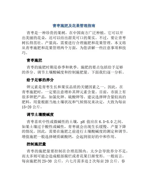 青枣施肥及花果管理