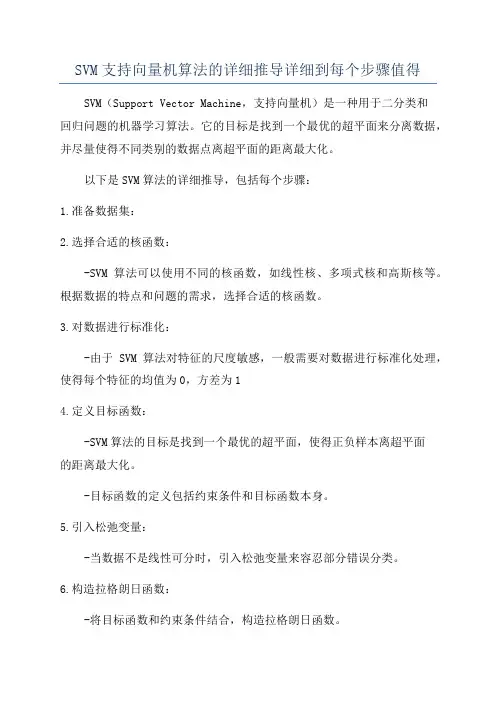 SVM支持向量机算法的详细推导详细到每个步骤值得