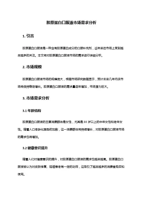2024年胶原蛋白口服液市场需求分析