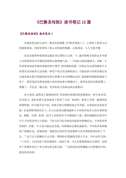 《巴黎圣母院》读书笔记15篇