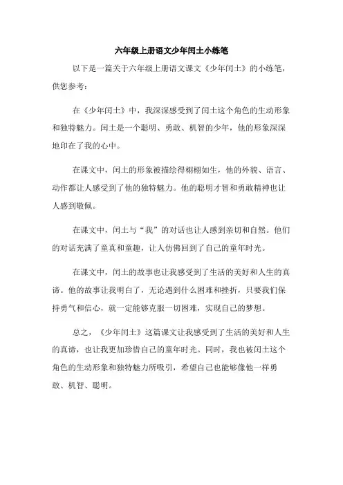 六年级上册语文少年闰土小练笔