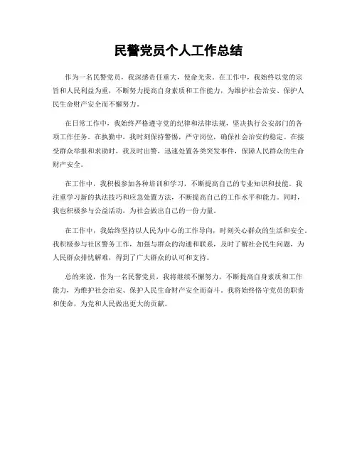 民警党员个人工作总结
