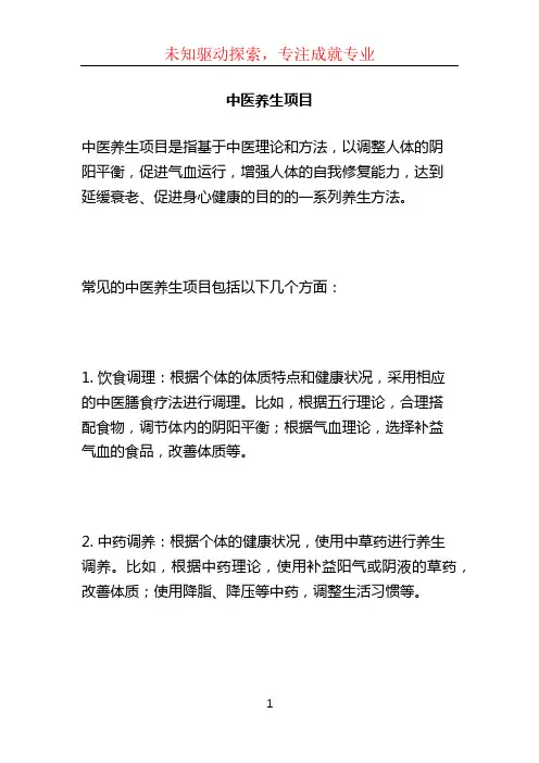 中医养生项目