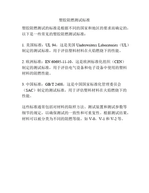塑胶阻燃测试标准