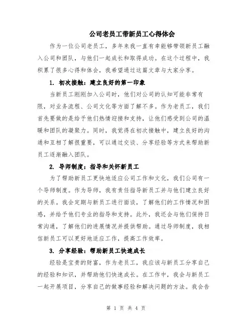 公司老员工带新员工心得体会