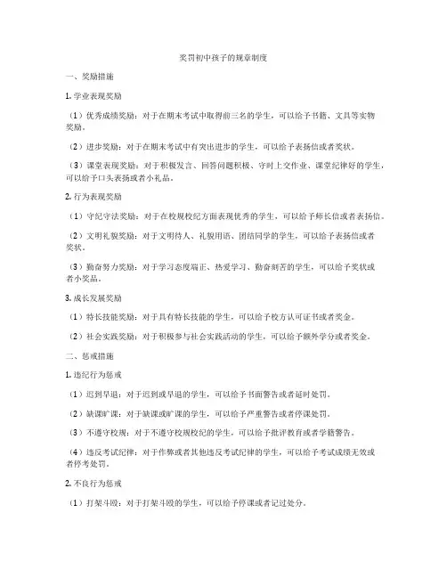 奖罚初中孩子的规章制度