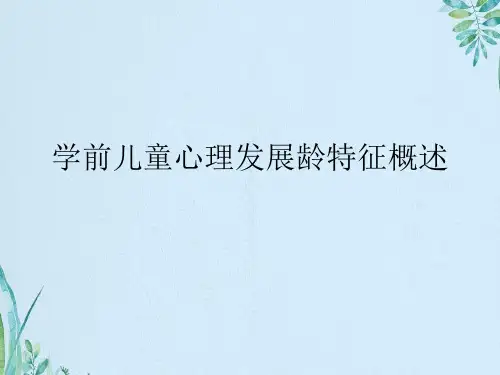 学前儿童心理发展龄特征概述