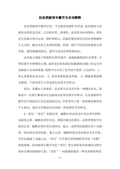 纪实类新闻专题节目名词解释