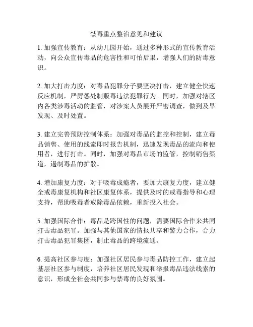 禁毒重点整治意见和建议