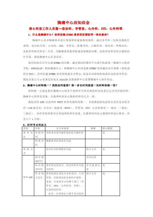 胸痛中心应知应会--初稿
