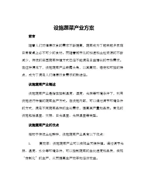 设施蔬菜产业方案