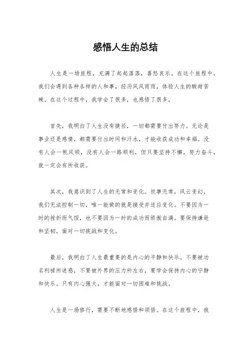 感悟人生的总结