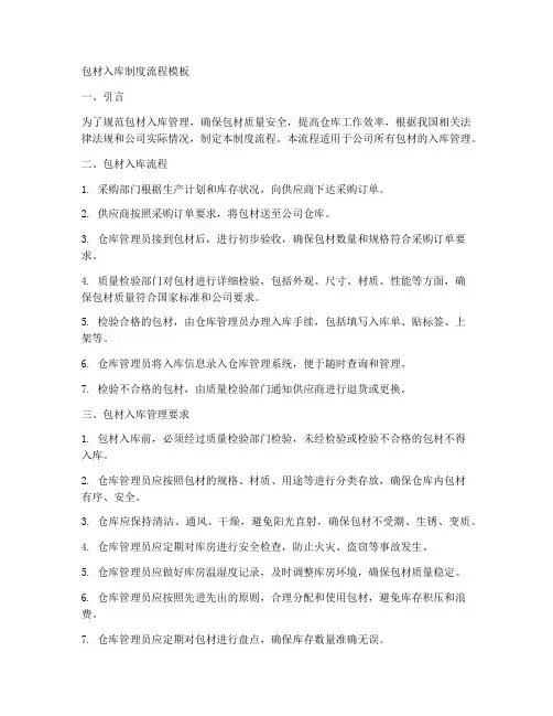 包材入库制度流程模板