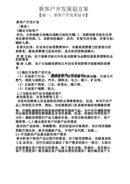 新客户开发策划方案
