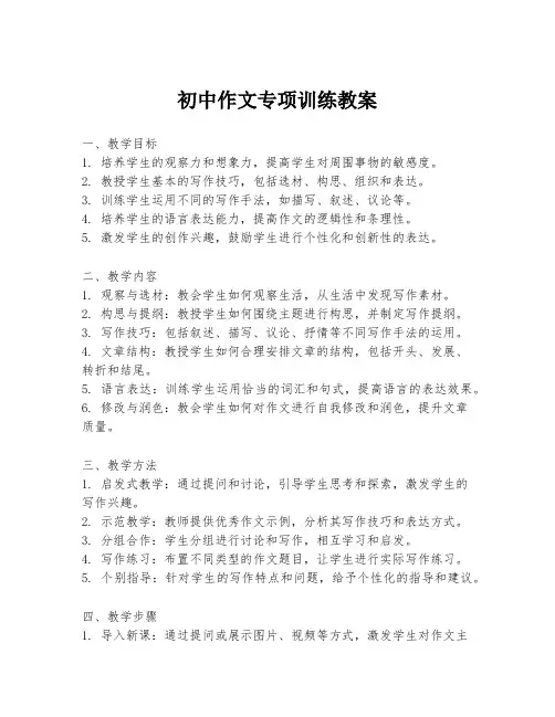 初中作文专项训练教案