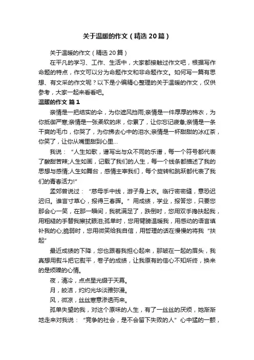 关于温暖的作文（精选20篇）