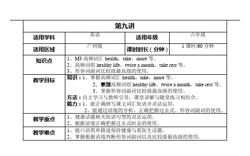 广州新版小学六年级上Module 3知识点及练习