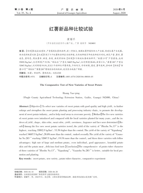 红薯新品种比较试验