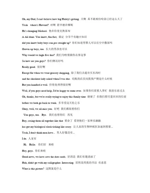 生活大爆炸--第11季第17集-字幕-对白-中英文对照-看电影学英语-打印-word版