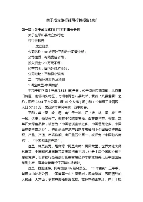 关于成立旅行社可行性报告分析