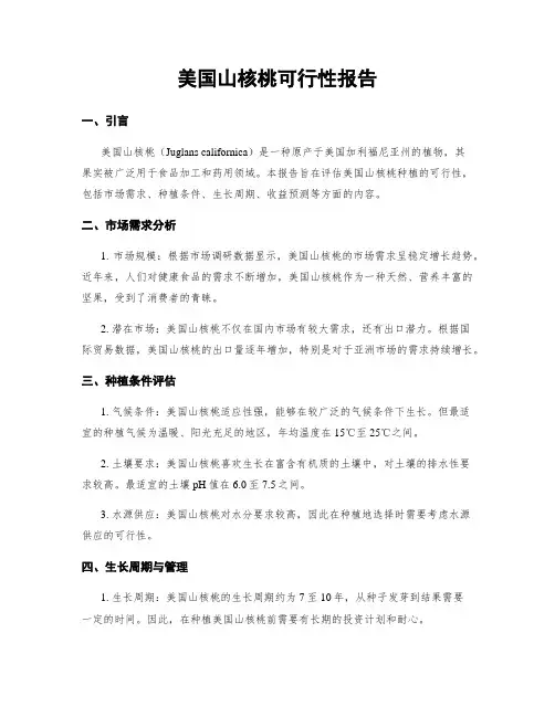 美国山核桃可行性报告