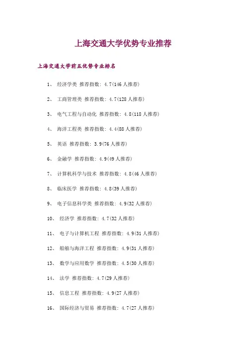 大学_上海交通大学优势专业推荐
