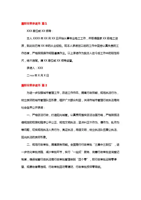 履职尽责承诺书
