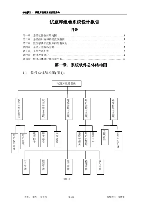 试题库组卷系统详细设计报告