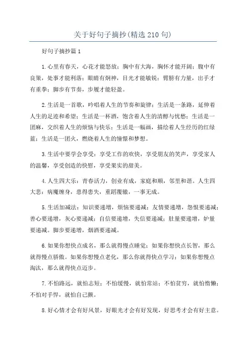 关于好句子摘抄(精选210句)