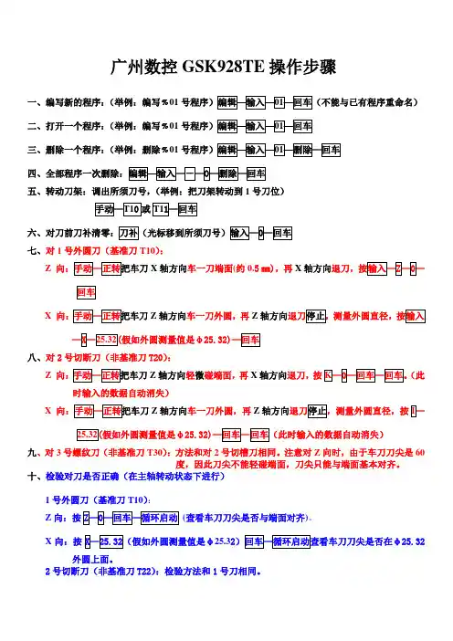 广州数控928TE操作步骤