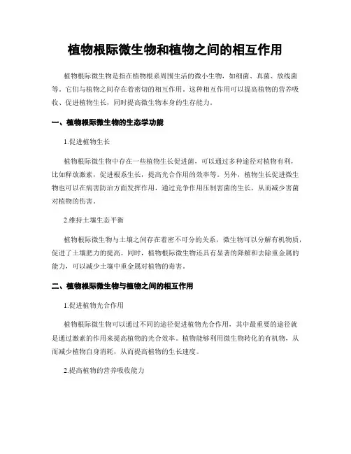 植物根际微生物和植物之间的相互作用