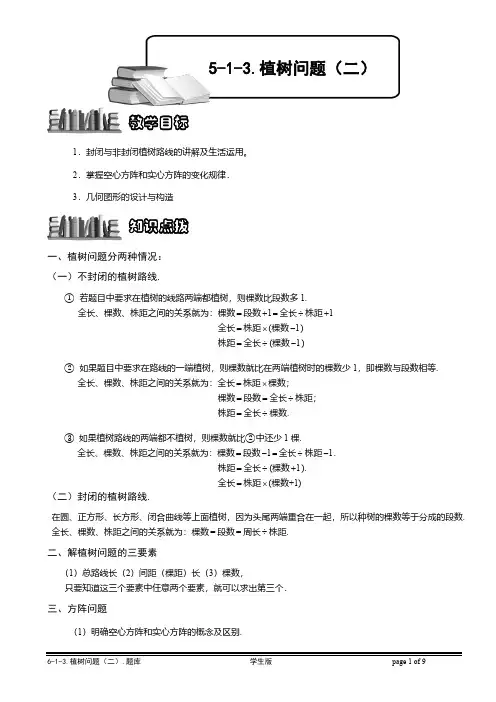 小学奥数—植树问题(二)