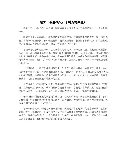 忽如一夜春风来,千树万树梨花开