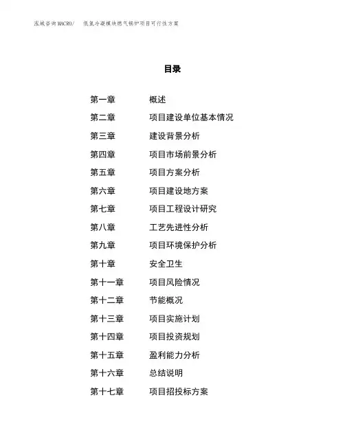 低氮冷凝模块燃气锅炉项目可行性方案