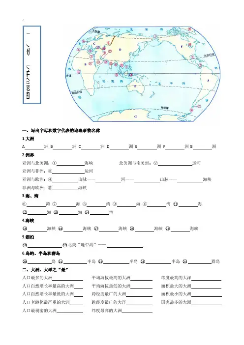 初级中学地理填图练习进步(整理编辑版有标准答案)