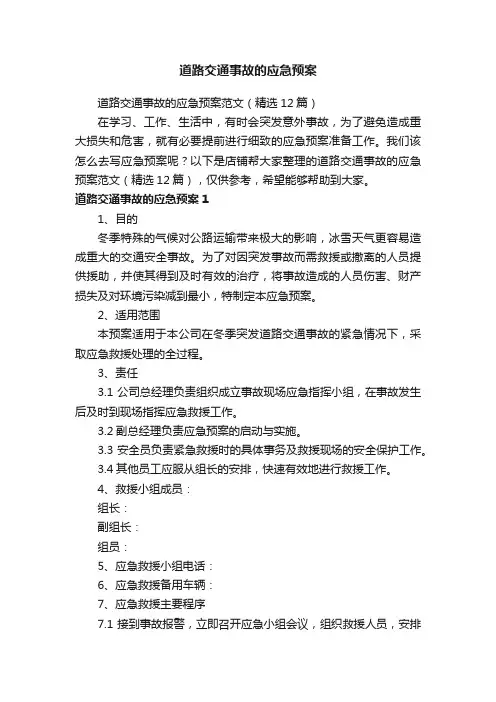 道路交通事故的应急预案