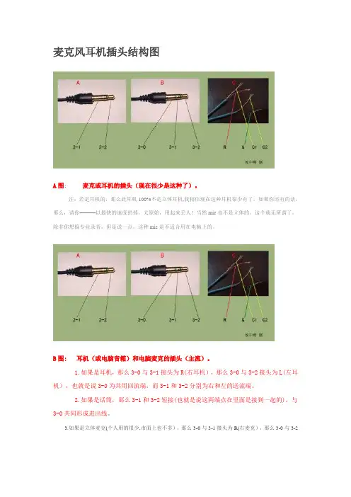 麦克风耳机插头结构图