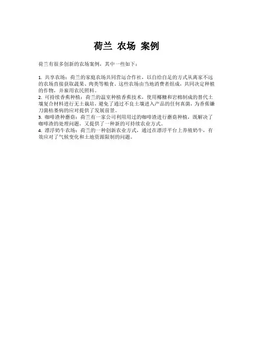 荷兰 农场 案例