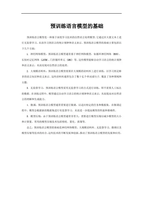 预训练语言模型的基础