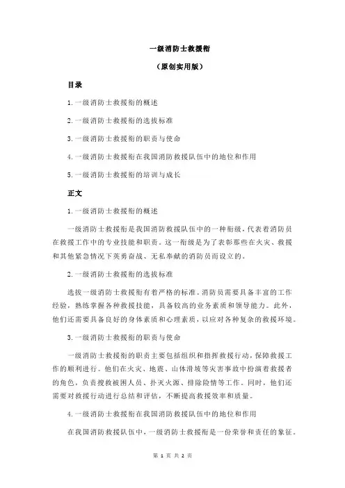 一级消防士救援衔