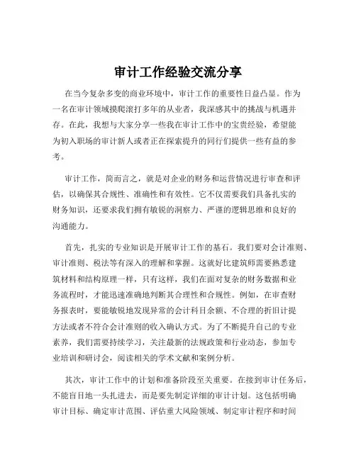 审计工作经验交流分享
