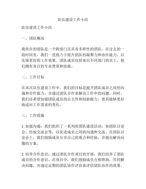 队伍建设工作小结