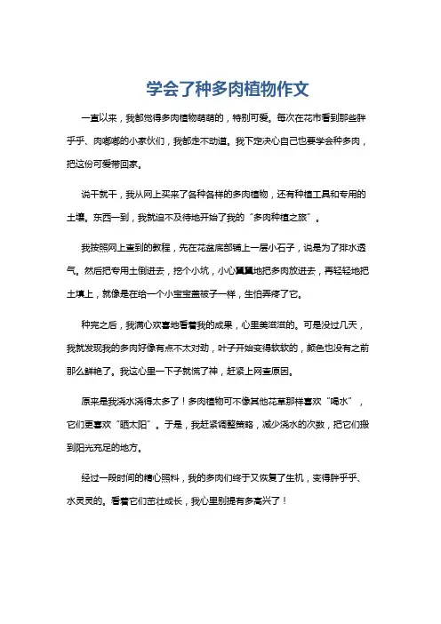 学会了种多肉植物作文