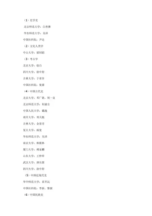 中国第一届历史学博士生导师名单