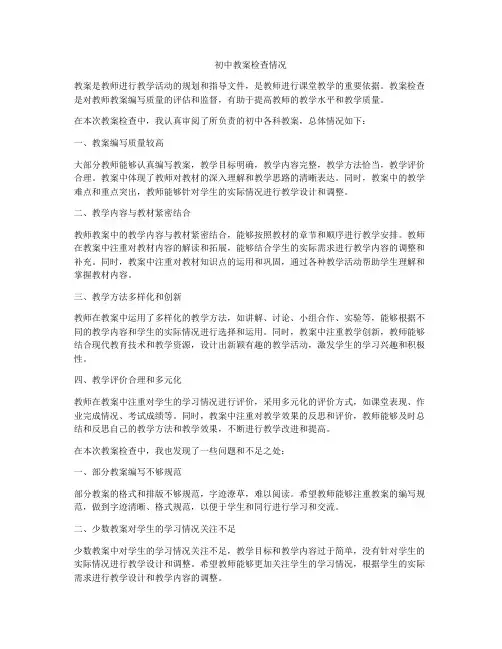 初中教案检查情况