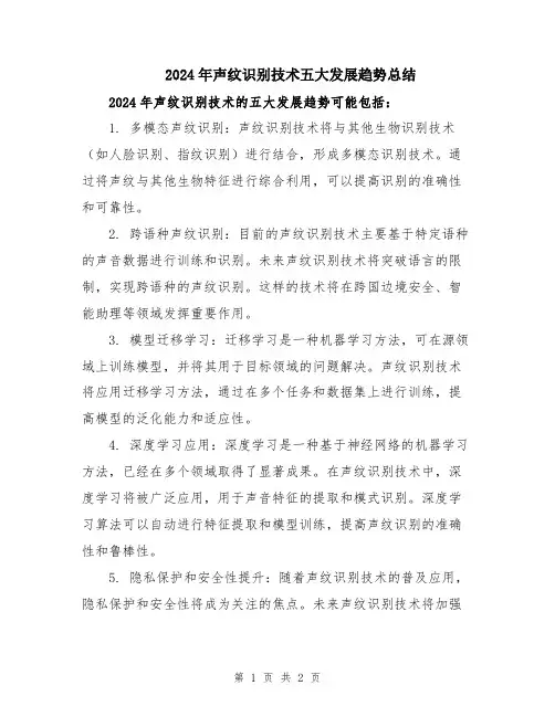 2024年声纹识别技术五大发展趋势总结