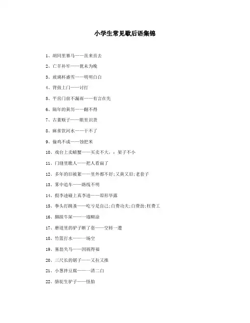 小学生常见歇后语集锦