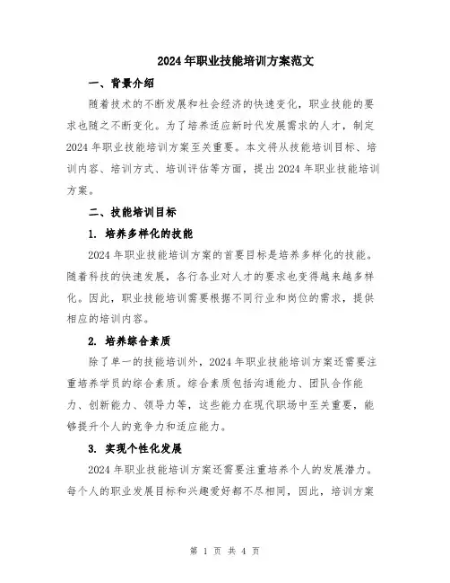 2024年职业技能培训方案范文